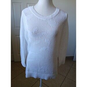 Christopher‎ & Banks Navy and White 3/4th Length Sleeve Sweater Small